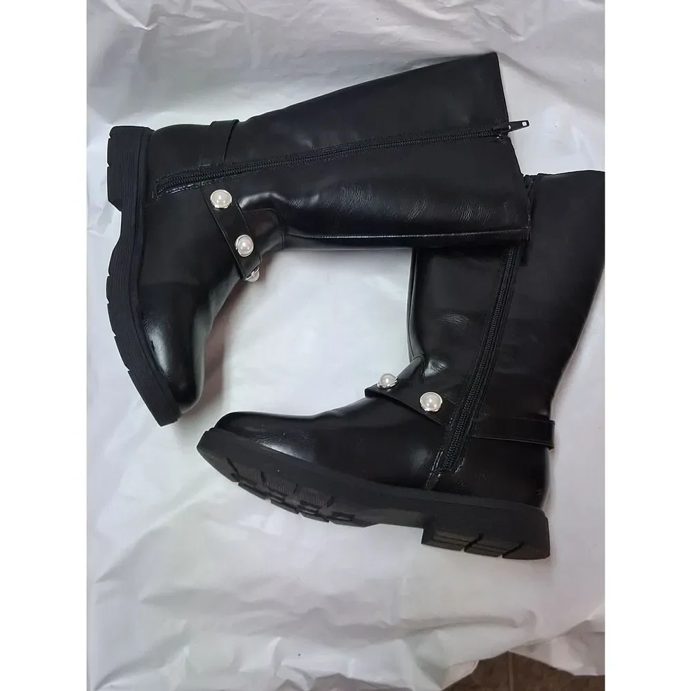 Sonoma Black Pearl-Embellished Girl's Mid-Calf Boots Sz 2 NWOT